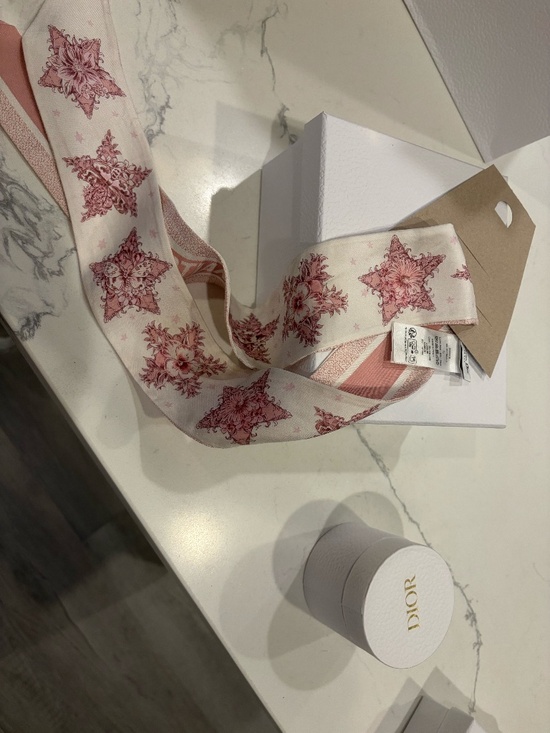 Dior Accessories - Dior Silk Mitzah Scarf Ivory and Pink Silk Twill